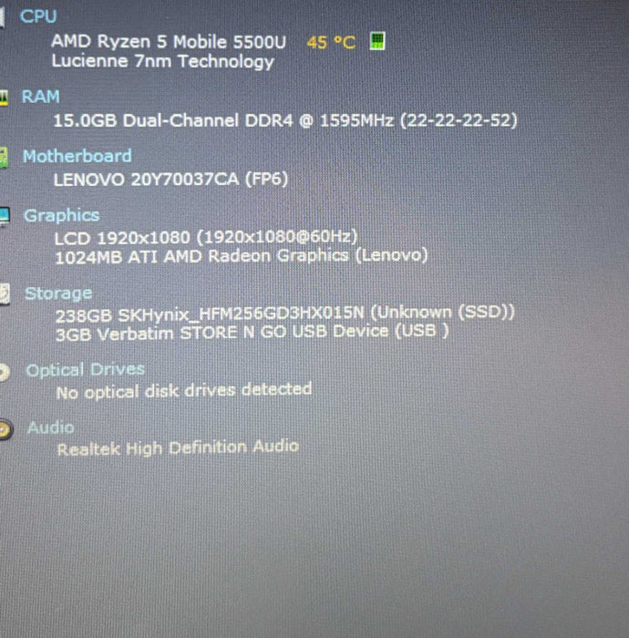Lenovo ThinkPad E14 AMD Ryzen 5-5500U 16GB RAM 256GB SSD FRENCH KEYBOARD READ  Lap200