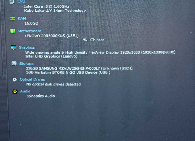 Lenovo ThinkPad L13 TOUCH Intel Core i5-10210U@1.6GHz 16GB RAM 256GB SSD  Lap200