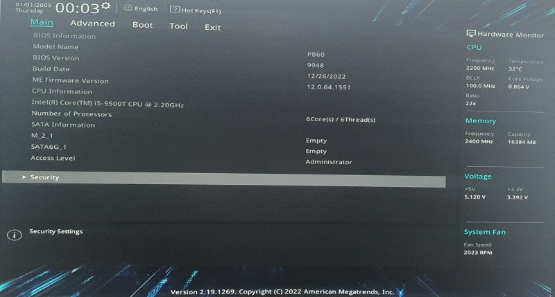ASUS PB60 USFF Desktop PC | i5-9500T @ 2.2GHz | 16GB DDR4 | No HDD/AC
