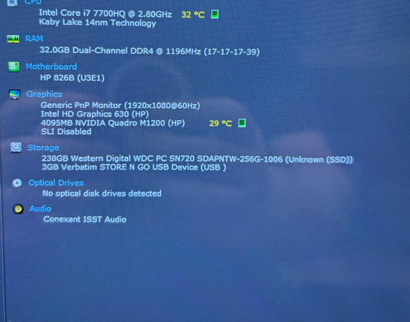 HP ZBook Studio G4 TOUCH i7-7700HQ QUADRO M1200 4GB GPU 32GB 256SSD READ!  Lap200