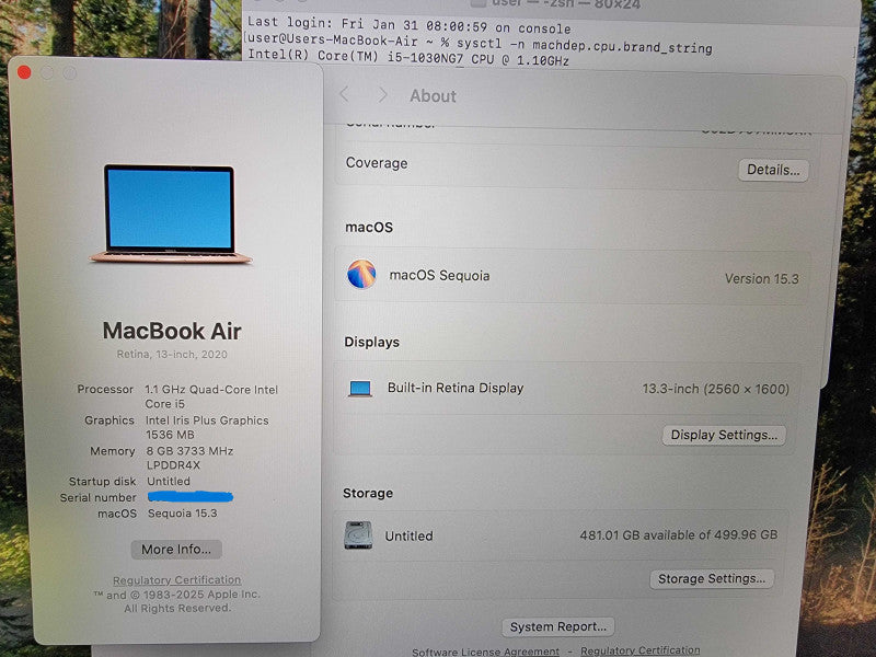 Apple MacBook Air A2179 13" 2020 | i5-1030NG7 @1.1GHz 8GB DDR4 512GN SSD READ