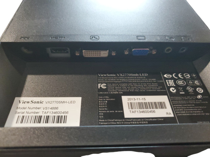 ViewSonic VX2770SMH-LED 27" WFHD Monitor 1080p [READ]