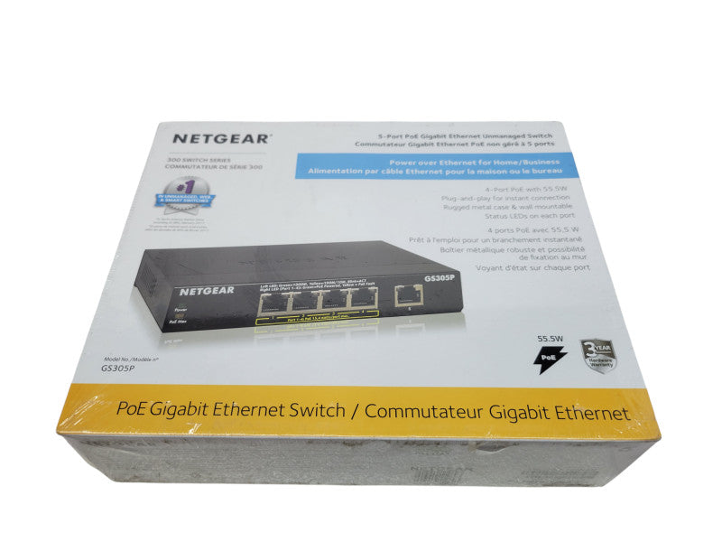 NETGEAR 5-Port PoE Gigabit Ethernet Unmanaged Switch (GS305P) %