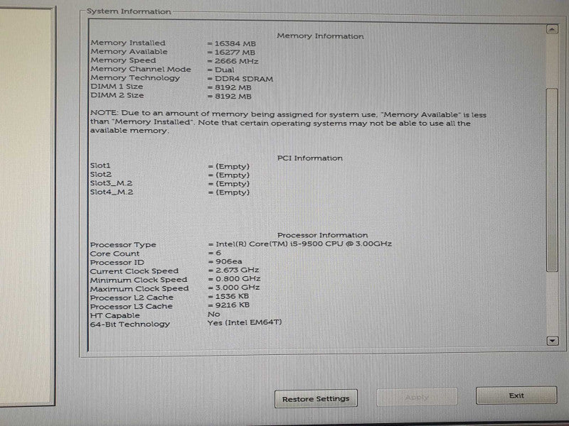 Dell OptiPlex 3070 SFF, i5-9500 CPU @ 3.00 GHz, 16GB DDR4, No HDD/OS Q