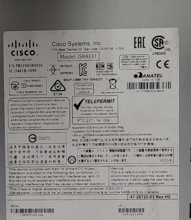 CISCO ISR4331/K9 - ISR 4331 - Integrated Service Router  _