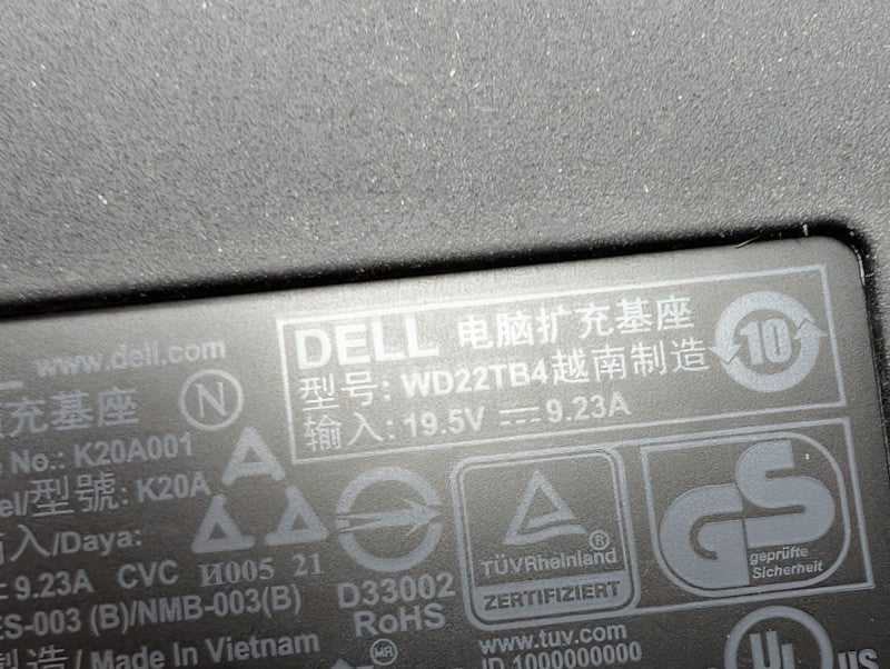 DELL Thunderbolt 4 USB-C Docking Station WD22TB4 with 180W Supply 130W PD Max -