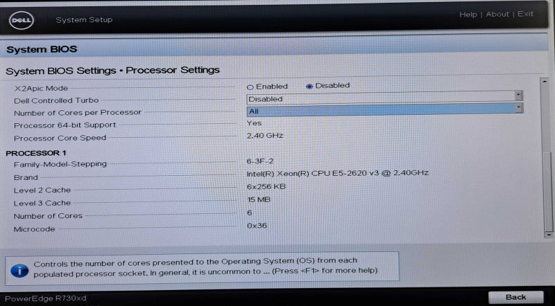 Dell R730xd 2U 26x 2.5"| 1x Xeon E5-2620 v3 @2.40GHz, 64GB DDR4, H730 Mini