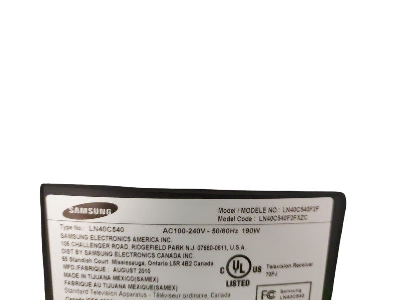 Samsung 40" LCD TV Model: LN40C540F2F  =