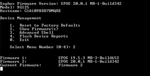 Sophos XG 125 Rev3 Network Security Firewall, Factory Reset