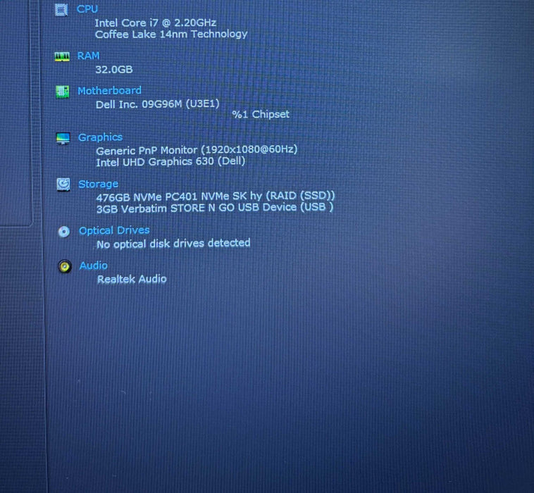 Dell Precision 7730 i7-8750H@2.2GHz Intel UHD 630 GPU 32GB RAM 512GB SSD  Lap200