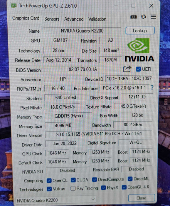 NVIDIA Quadro K2200 | 4GB GDDR5 Graphics Card | 1xDVI 2xDP