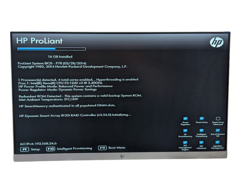 HP PorLiant ML310e Gen8 v2 Intel Xeon E3-1240 v3 16GB RAM B120i P420 RIAD -