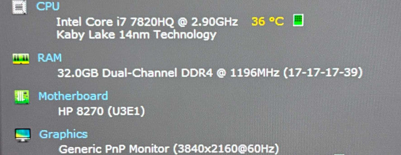 HP ZBook 17 G4 4K LCD i7-7820HQ QUADRO P5000 16GB GPU 32GB RAM 256GB SSD READ  Lap200