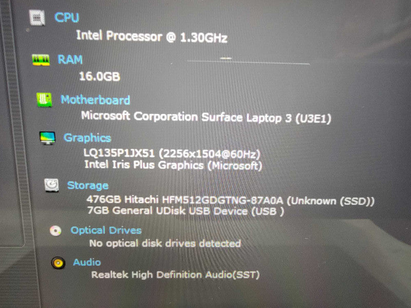 MS Surface Laptop 3 1867 13" | i7-1065G7 @1.3GHz 16GB RAM 512GB SSD - READ  Lap200