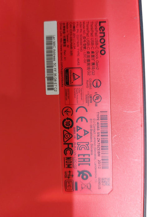 Lenovo ThinkPad USB-C Dock Gen 2 LDC-G2 40AS 03X7609 Dock w/ 90w Adapter