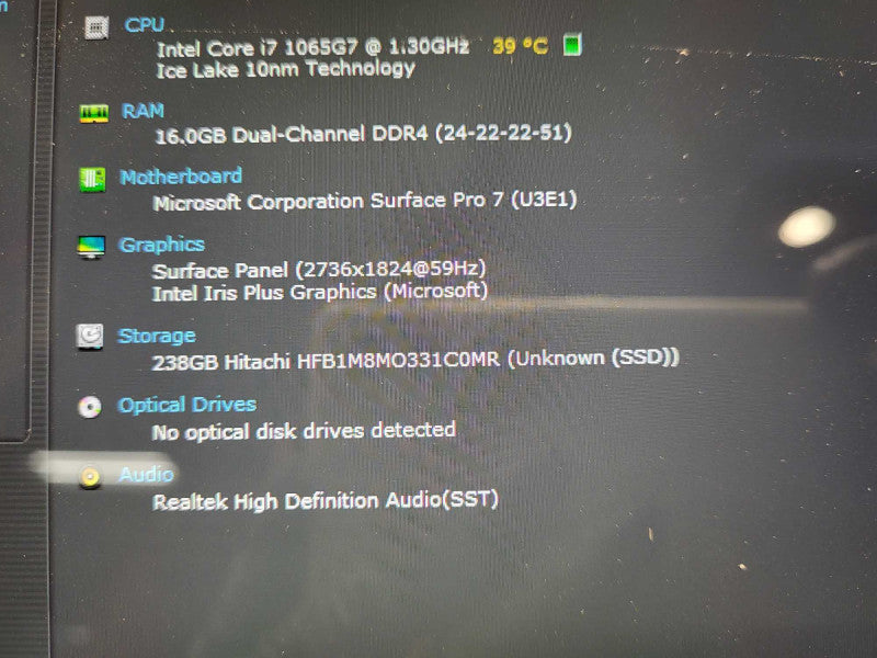 Microsoft Surface Pro 7 - Core i7-1065G7 (1866) 13", 16GB RAM, 256GB SSD $ Lap200