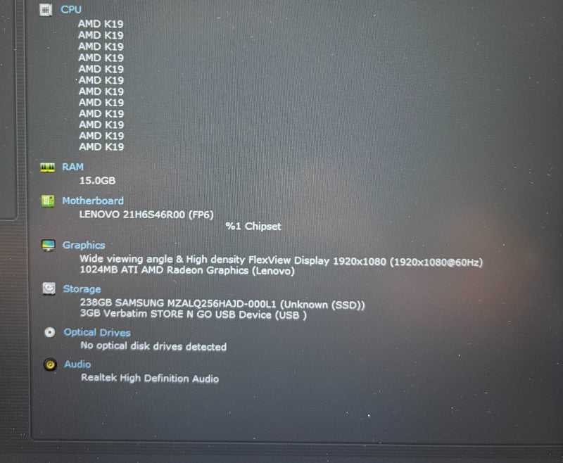 Lenovo ThinkPad L14 Gen 4  AMD Ryzen 5 PRO 7530U@2GHz 16GB RAM 256GB SSD  Lap200