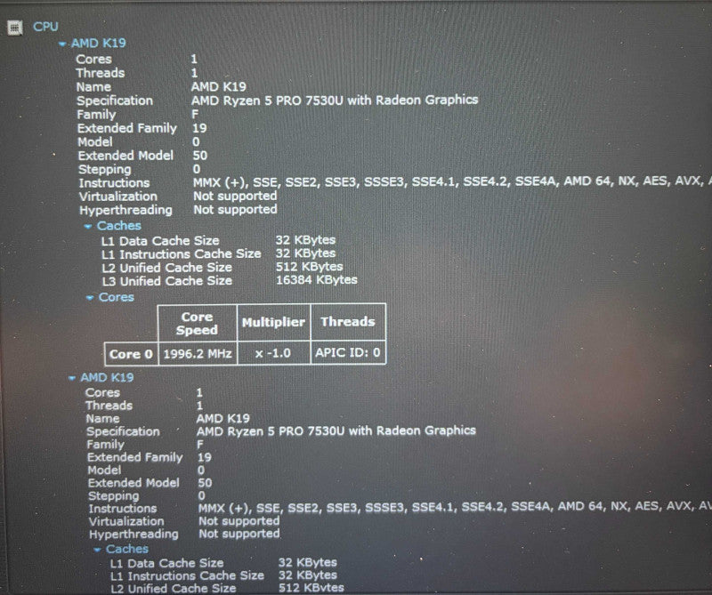 Lenovo ThinkPad L14 Gen 4  AMD Ryzen 5 PRO 7530U@2GHz 16GB RAM 256GB SSD  Lap200