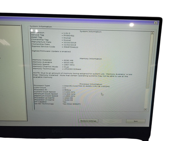 Dell XPS 13 9370| i5-8250U| 8GB DDR3L| 512GB SSD Q! Lap200
