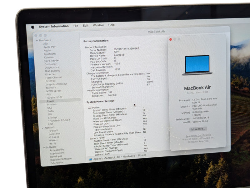 Apple MacBook Air Retina 13 inch 2018 Intel i5 1.60Ghz 8GB RAM 256GB READ - Lap200