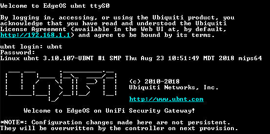 Ubiquiti Networks UniFi USG Security Gateway. Factory Reset