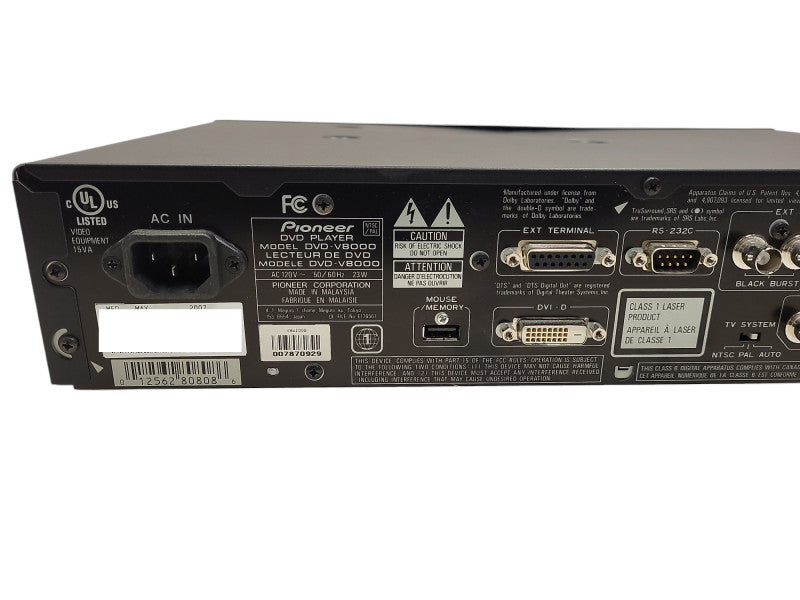 Pioneer DVD-V8000 Reference Level Professional DVD READ $