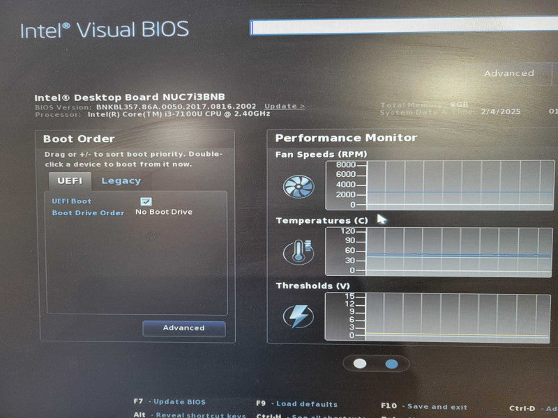 Intel NUC7i3BNB Mini PC i3-7100 @ 2.4Ghz 8GB RAM No HDD !