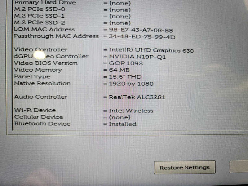 Dell Precision 7540| i7-9850H| 32GB DDR4| Quadro T1000| FOR PARTS/ REPAIR  β Lap200