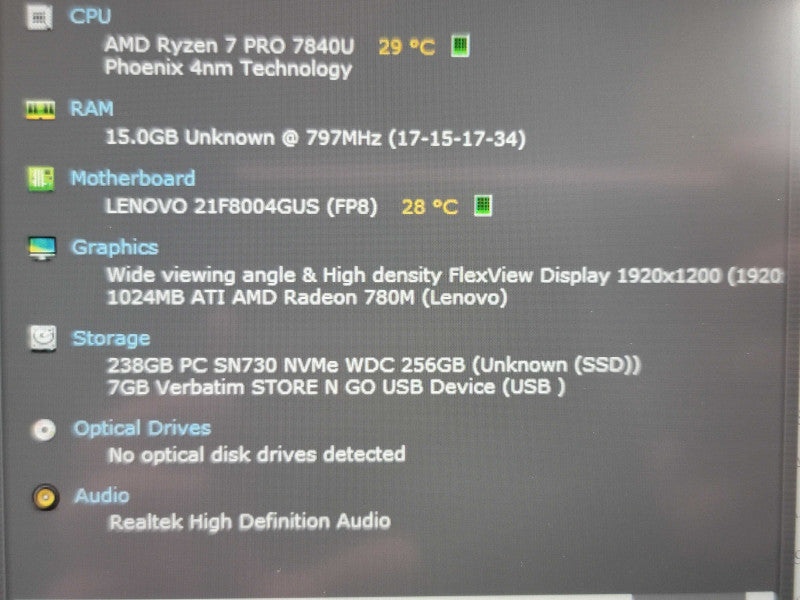 Lenovo ThinkPad T14s| Ryzen 7 PRO 7840U| 16GB DDR4| 256GB SSD β Lap200