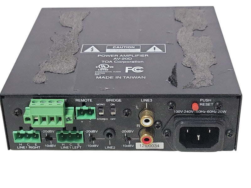 TOA Power Amplifier AV-20D, Tested to power on, READ _