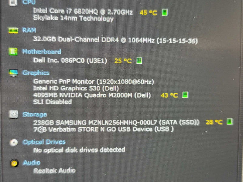 Dell Precision 7510| i7-6820HQ| 32GB DDR4| Quadro M2000| 256GB SSD  β BudLap