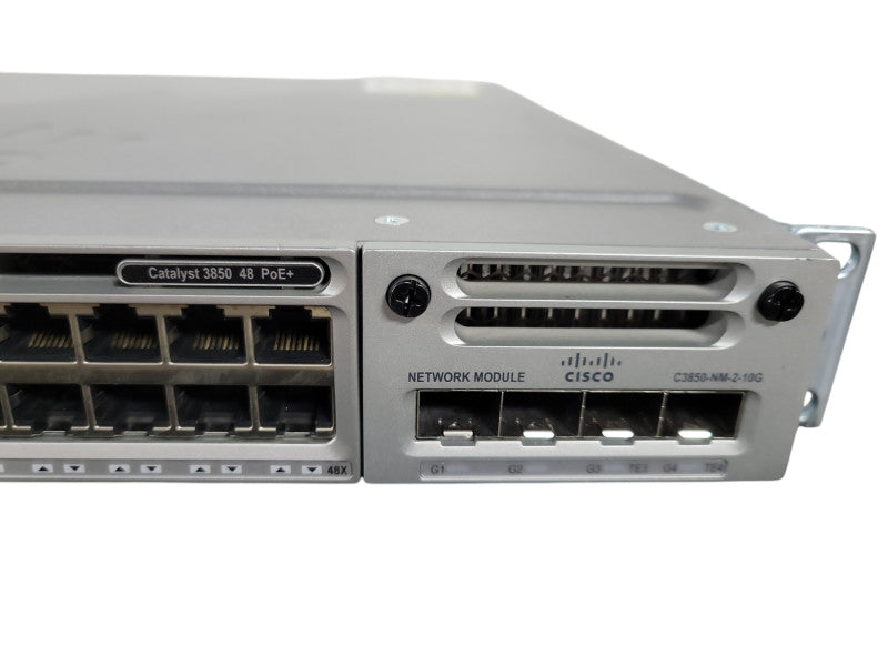Cisco 3850 WS-C3850-48F-L PoE+ C3850-NM-2-10G Gigabit Switch 2x PSU !