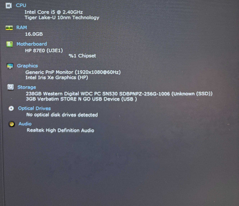 HP ProBook 440 G8 Intel Core i5-1135G7@2.4GHz 16GB RAM 256GB SSD READ