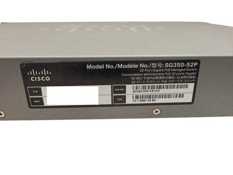 Cisco SG350-52P-K9 52-Port Gigabit PoE Managed Ethernet Switch $