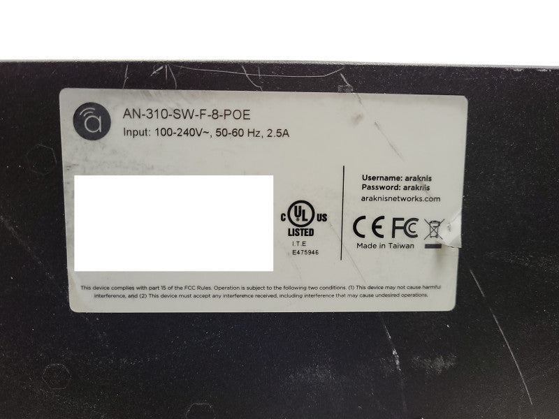 ARAKNIS AN-310-SW-F-8-POE SWITCH $