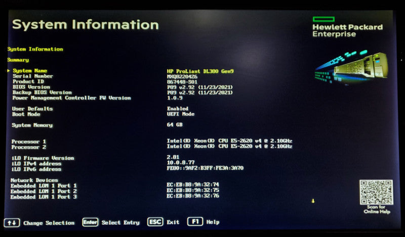 HP ProLiant DL380 Gen9 | 2x Xeon E5-2620 v4 | 64GB DDR4 | No HDD | P440ar