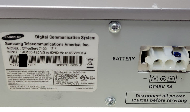 Samsung OfficeServ 7100 System Cabinet (KPOS71M/XAR), READ _
