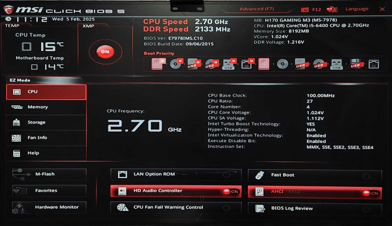 Custom PC, msi H170 Gaming M3, i5-6400 2.70GHz, 8GB RAM, 256GB NVMe, GTX950