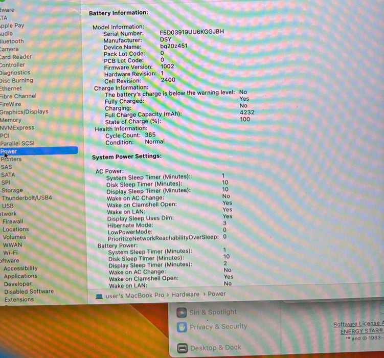 Apple MacBook Pro 13" TouchBar 2020 i5-8257U 8GB 256SSD No Power Adapter READ