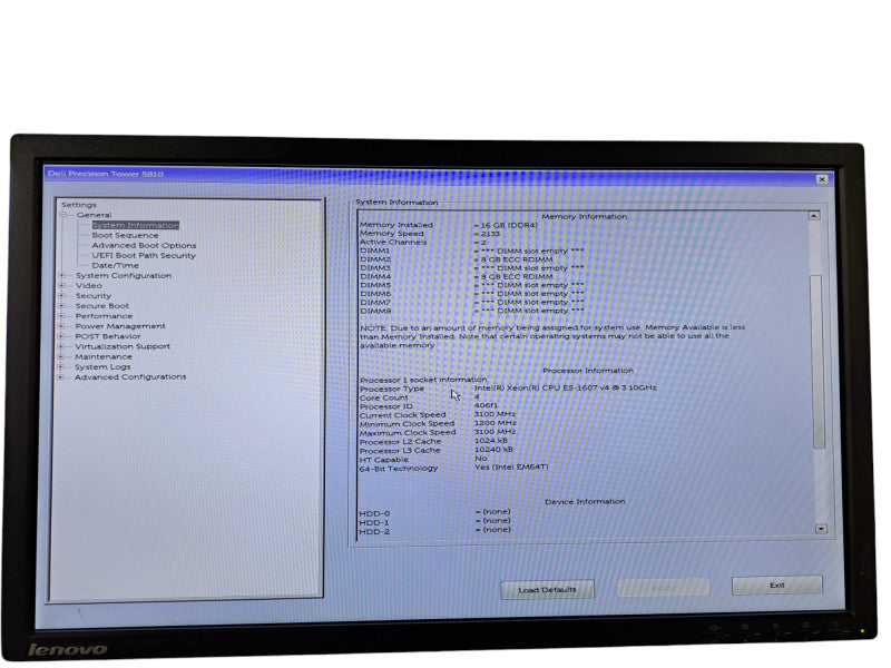 Dell Precision T5810 | Xeon E5-1607 v4 @3.10GHz, 16GB DDR4, No GPU/HDD