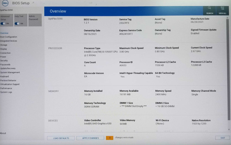 Dell OptiPlex 5090 USFF | Intel i5-10500T CPU @2.30 GHz | 16GB RAM - NO HDD