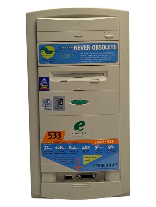 Vintage Emachines e-tower 533i NEVER OBSOLETE Desktop PC Please READ  -