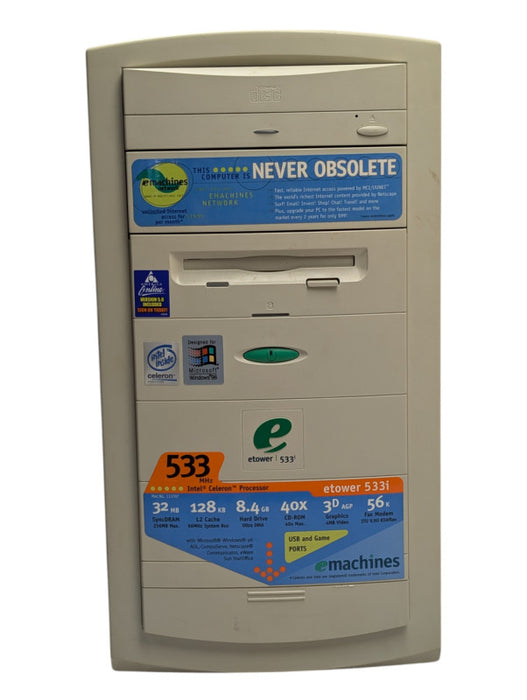 Vintage Emachines e-tower 533i NEVER OBSOLETE Desktop PC Please READ  -