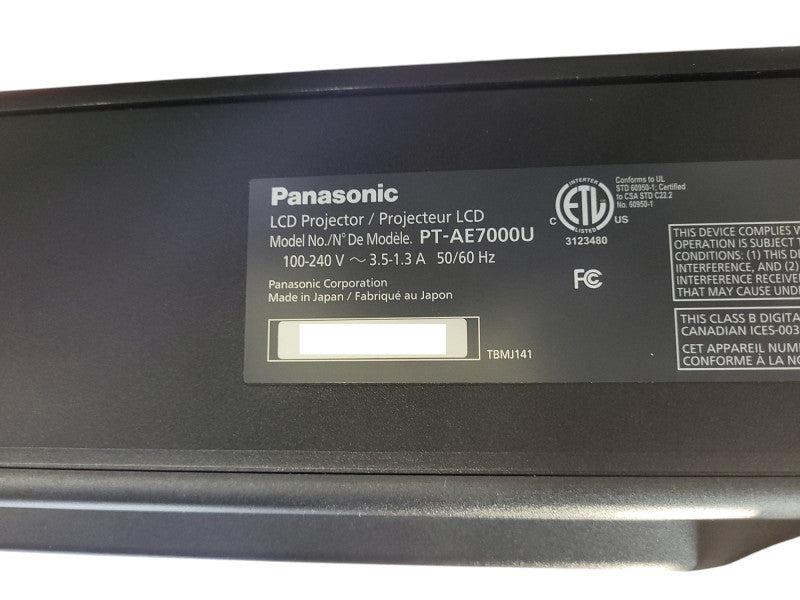 Panasonic PT-AE7000U HDMI VGA 1080p Home Theater 3D LCD Projector $