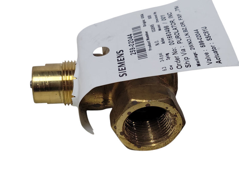 Siemens 259-02044 Valve 3/4 only _