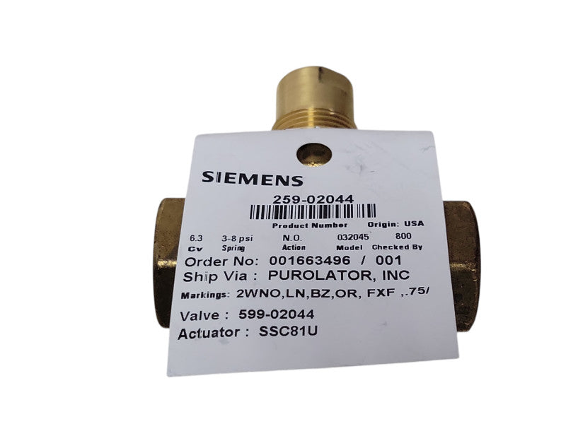 Siemens 259-02044 Valve 3/4 only _