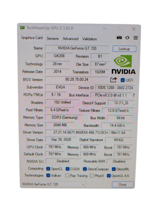 NVIDIA GEFROCE GT 720 2GB PCIE %