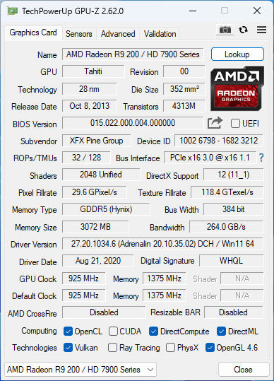 XFX AMD RADEON R7900 Series / R9 200 | 3GB PCIE %