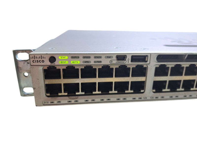 Cisco WS-C3850-48F-S | 48-Port Gigabit PoE+ Switch w/ C3850-NM-2-10G, 1100WAC