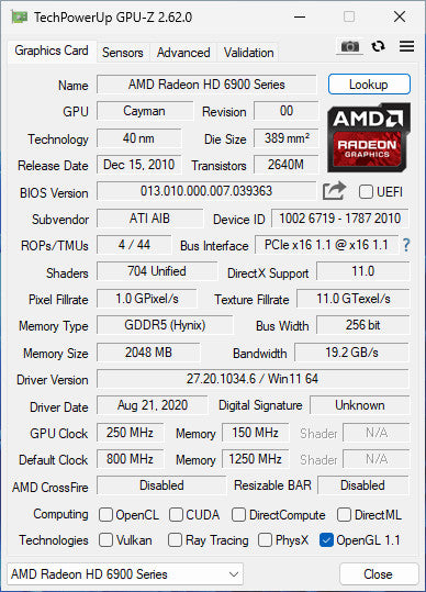 HIS AMD RADEON HD 6950 2GB PCIE %